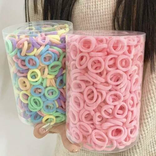 100/200pcs Women Girls Colorful Nylon Elastic Hair Bands Pon