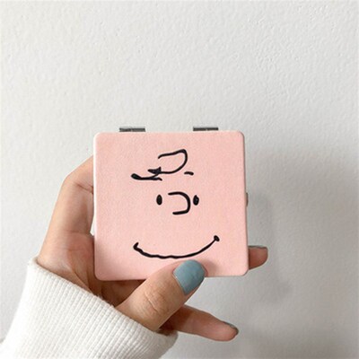 Mini Mirror Square Shape Girl Mini Cute Printing Double Side