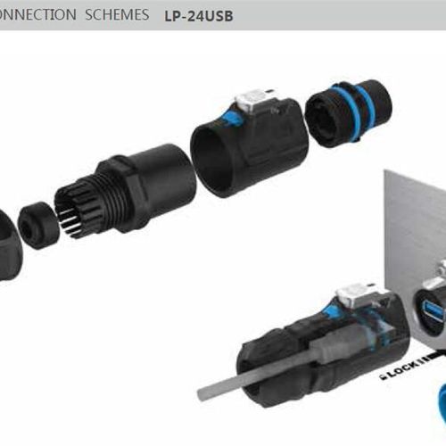 LP2USB面板防水信号转插头插座 防水数据航空公头母座 卡侬接头