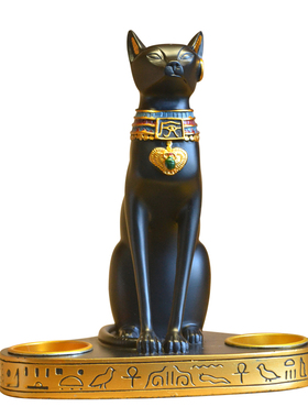 古埃及贝斯特店铺餐厅蜡烛台客厅装饰摆设猫神烛台书房办公室摆件