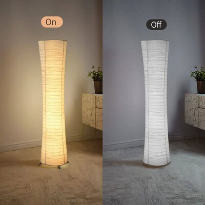 Paper floor lamp, paper and chrome-plated standing lamp, LED