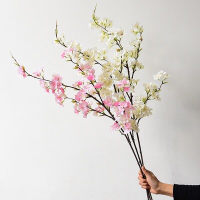 109cm Artificial Silk Flowers Fake Cherry Blossom Long Branc