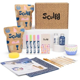 Sculpd Pottery Starter Kit - Complete Air Dry Clay + Paintin