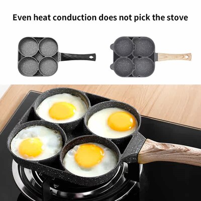 FenKicyen 4 Holes Egg Frying Pan Stainless Steel Non Stick