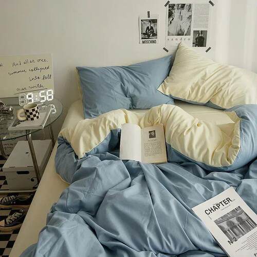 High Quality Solid Color Double Washed Cotton Bedding 4 Piec