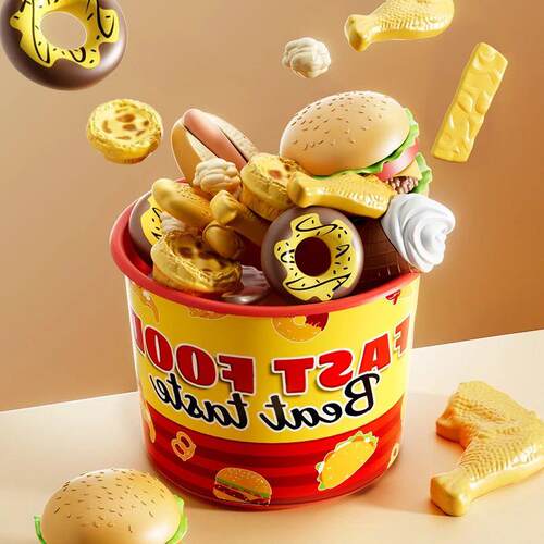 Kid Kitchen Toy Set Simulation Make Hamburger Pizza Fries