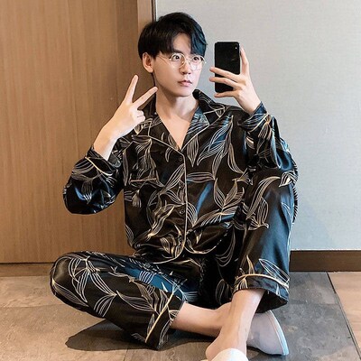 oversized 3XL 4XL 5XL Men Comfortable Pyjamas Long Sleeve Ca