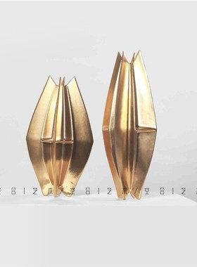 空合 几何叶片艺术花器现代陶瓷摆件 餐厅酒店家居软装花器艺术品