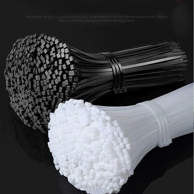 1000/100Pcs Nylon Cable Ties Self-locking Cord Ties Straps A