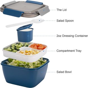 Salad Container Bento Box Tray Leak-Proof Sauce Container