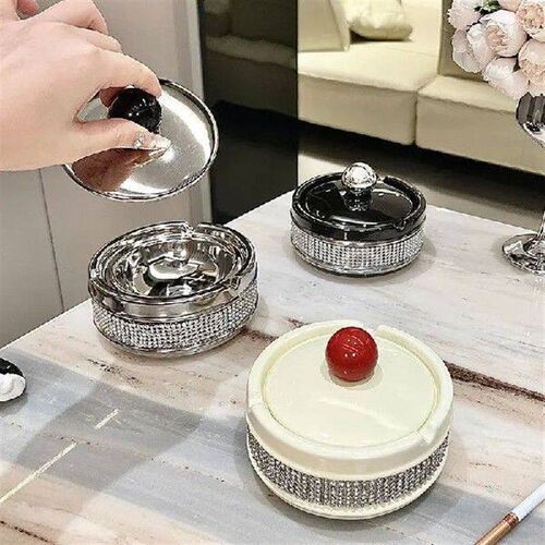 Ahunderjiaz-Light Luxury Ceramic Ashtray with Lid, High-end
