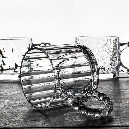 320ml bead circle big ear glass cup coffee mug