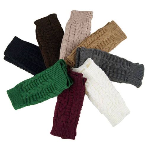 Half Finger Gloves for Women Winter Soft Warm Wool Knitting