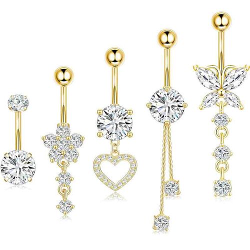 E-commerce Best Selling Heart-shaped Belly Button Ring With