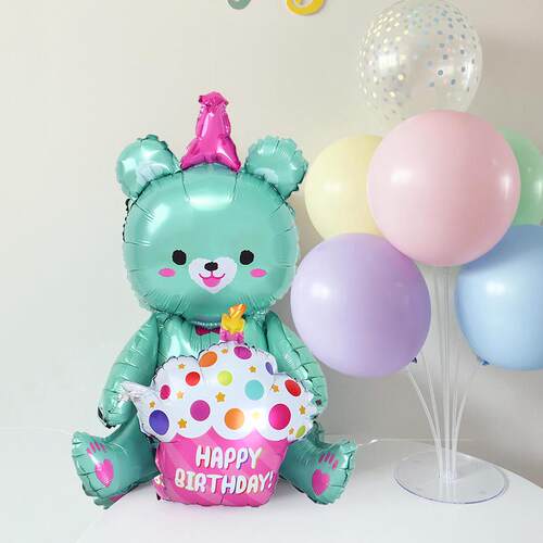 ins 4D Bear Foil Balloon Baby Birthday Photo Props Cartoon A