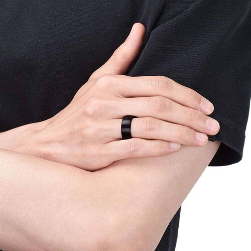 Classic Men Stainless Steel Rings Black Solid Simple Vintage