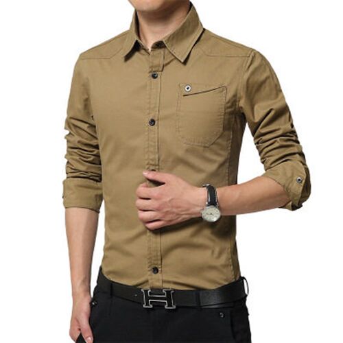 Classic all-match military style mens long-sleeved shirts m