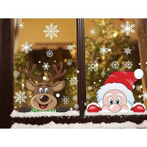 Christmas Window Decal Santa Claus Snowflake Stickers Winter