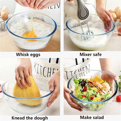 Glass Mixing Bowl Salad Bowl Prepping Baking Cooking Serving