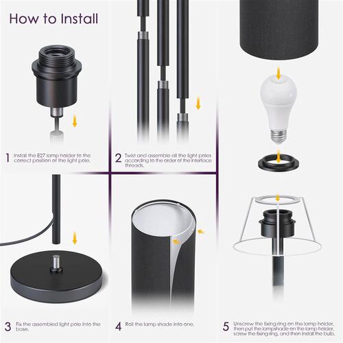 Modern Floor Lamp Standing Tall Light with LEDs Bulb 3 Light