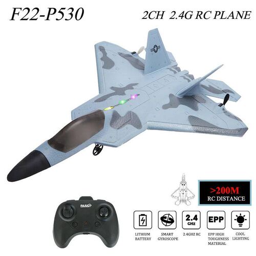 2024 Top P530 2.4G 2CH RC Airplane Raptor F22 Warplane Versi