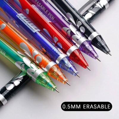 6pcs New 0.5mm Erasable Gel Pens Set 6colors Refill Rod Magi