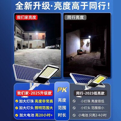 Solar-powered outdoor garden lamps are shining brightly