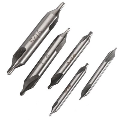 5pcs HSS Center 60 Degrees Spotting Drill Bits Combined Coun