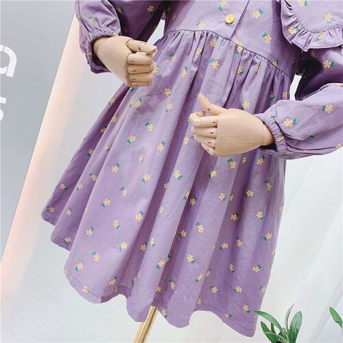 2023  Spring Autumn Baby Girls Cute Floral Print Dress Chil