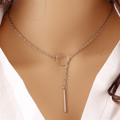 Punk Fashion Jewelry Simple Metal Short Necklace简约锁骨项链