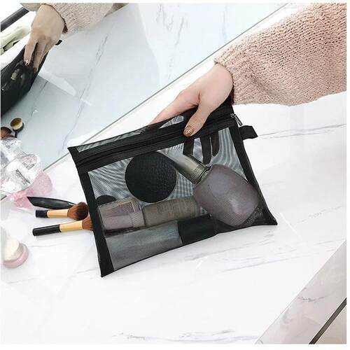 Women Mesh Cosmetic Bag Travel Storage Makeup Bag Organizer