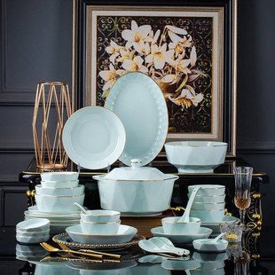 piece set household ceramics dinner bowls plates dish no