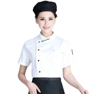 Short-sleeved chef clothing spring and summer white restaura