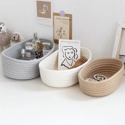 ? ? ??? Nordic Cotton Rope Woven Storage Baskets Organi