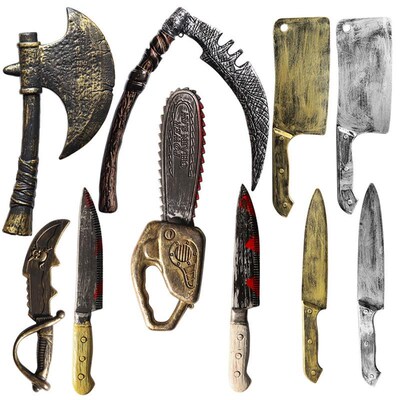 Halloween prop knife with blood chainsaw axe万圣节道具刀带血