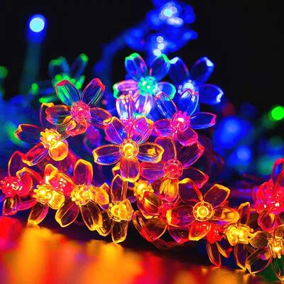 Solar String Lights LED Lights Plastic Cherry Blossom Outdoo