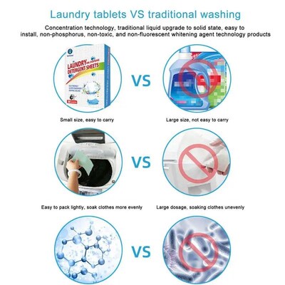 90 Pieces Eco-Friendly Laundry Soap Washer Sheets Detergent
