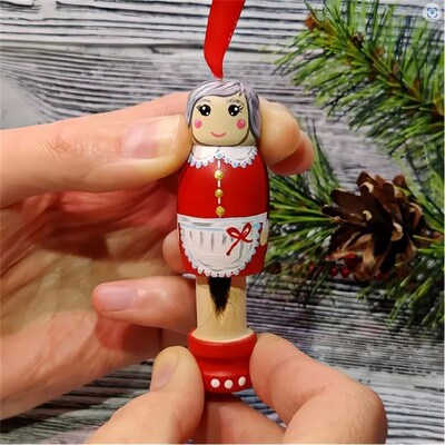Funny Wooden Santa Stocking Fillers Christmas Tree Hanging P
