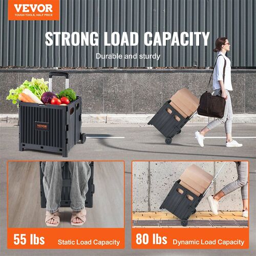 VEVOR Foldable Utility Shopping Cart Folding Portable Crate