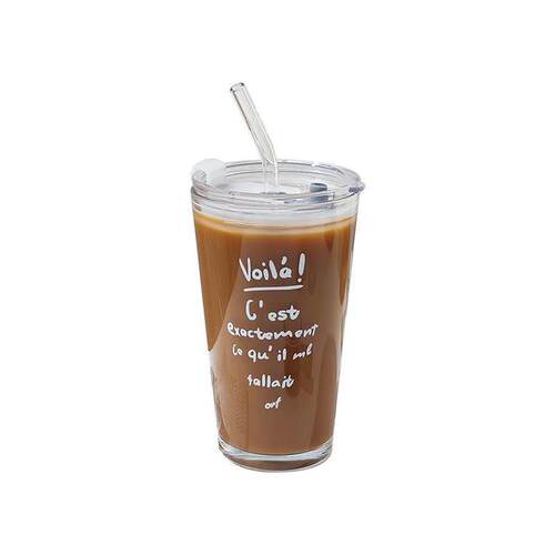 450ml coffee TEA cup mug glass straw drink home office cups