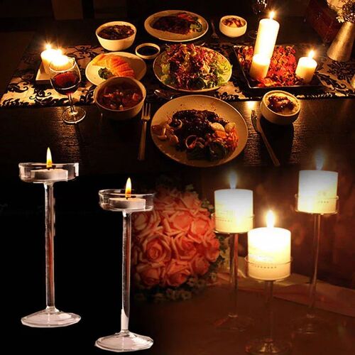 European High Candlestick Glass Candle Holder Romantic Dinne