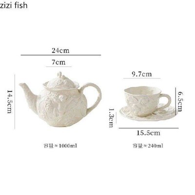 Vintage Relief Pattern Ceramic Mug Plate Set Afternoon Tea