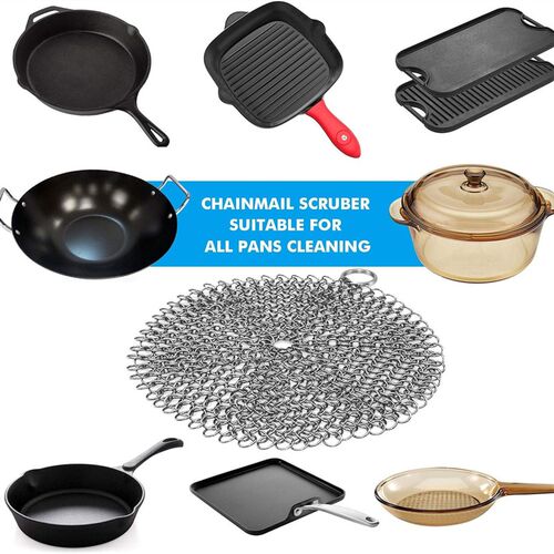 Stainless Steel Cast Iron Skillet Cleaner  Pre-Seasoned Pans