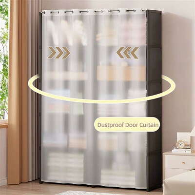 6-Layer Bedroom Clothes Closet Storage Rack Wardrobe with Cu