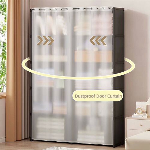6-Layer Bedroom Clothes Closet Storage Rack Wardrobe with Cu