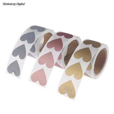 300Pcs/roll Heart Shaped Coating Stickers Labels Sticker
