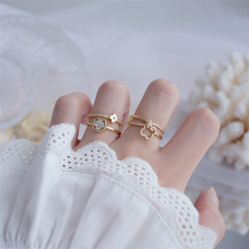 New Sight  Accessories Crystal Flower Adjustable Rings for W