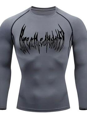 2024 Men's Compression Long Sleeve Black Gym Workout T-S
