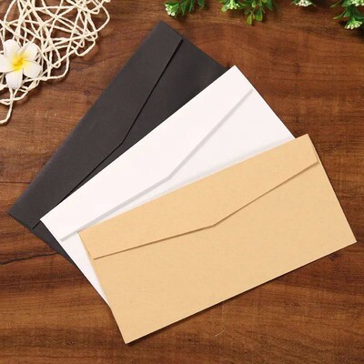 10Ps Classial Paper Envelopes White Blak Kraft Blank Paper W