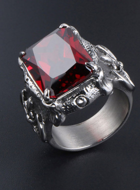 Mens ring ring titanium steel casting overlord retro Ruby i